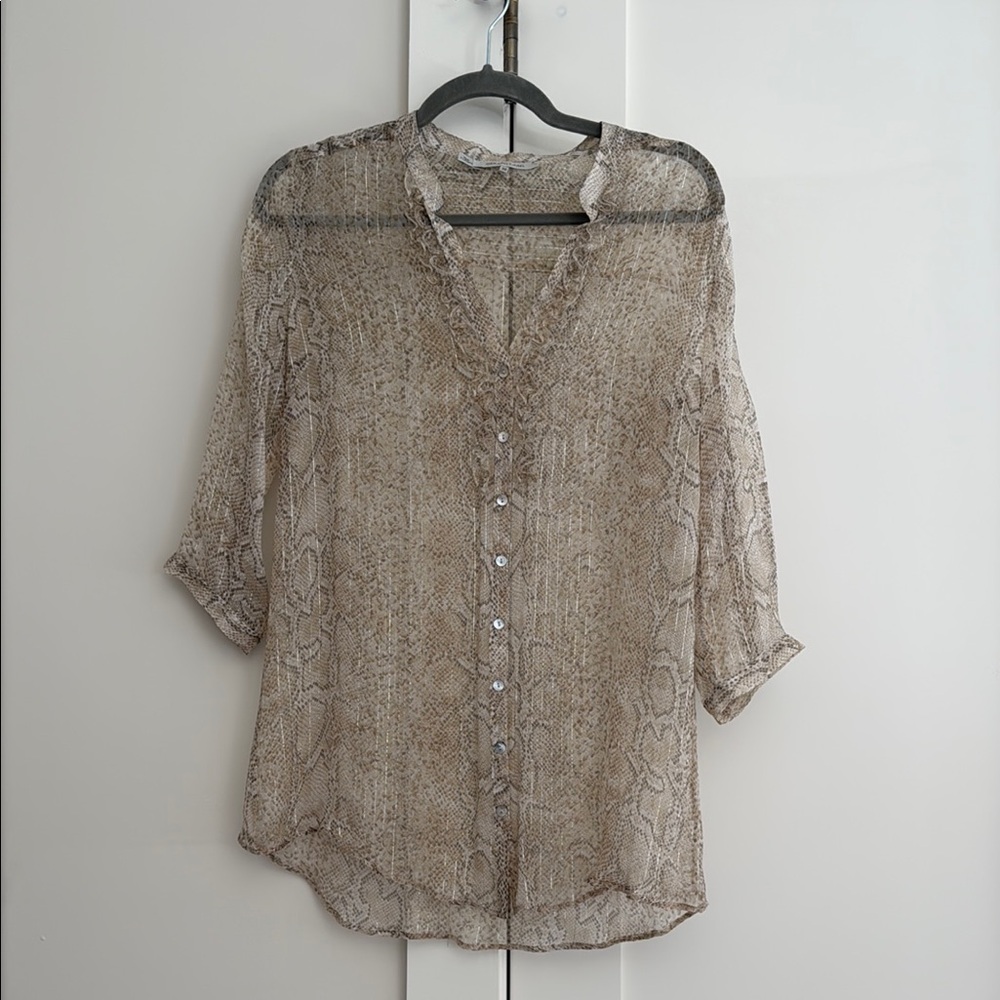 Sheer Snake Print Blouse